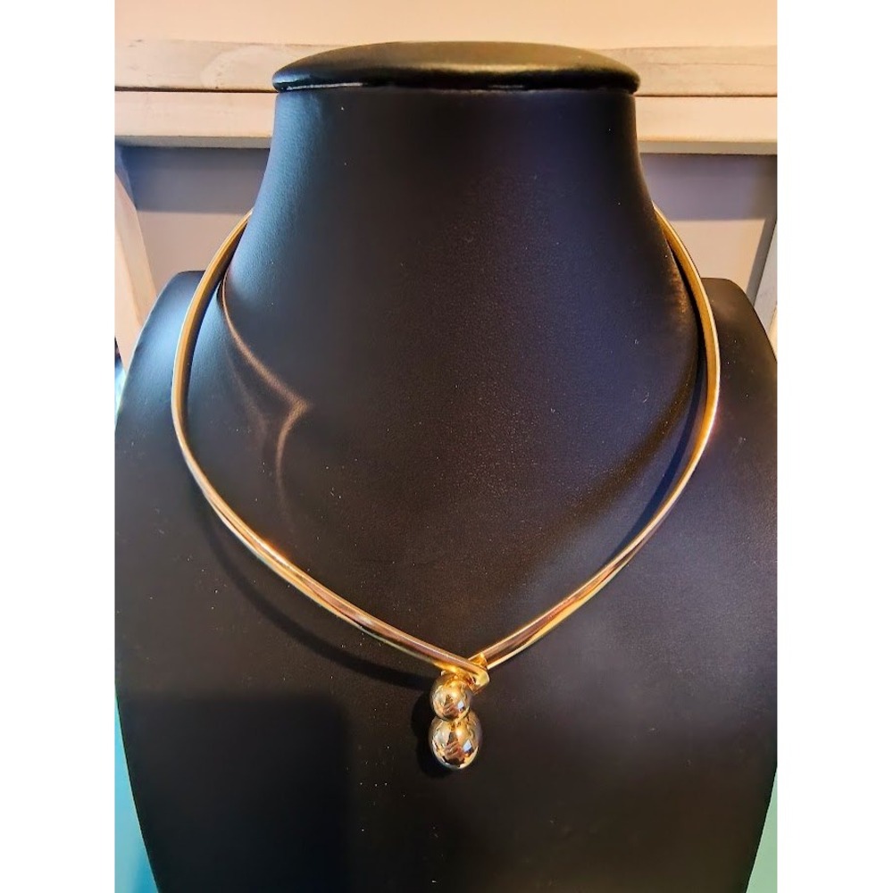 Kenneth Jay Lane Kjl Vintage Gold Tone Metal Coll… - image 1